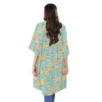Retro Air Balloon Pattern Print Open Front Beach Cover Up