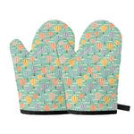 Retro Air Balloon Pattern Print Oven Mitts