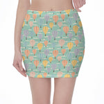 Retro Air Balloon Pattern Print Pencil Mini Skirt
