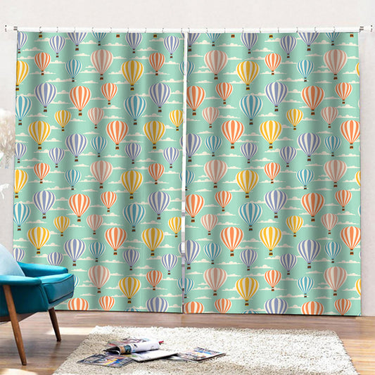 Retro Air Balloon Pattern Print Pencil Pleat Curtains