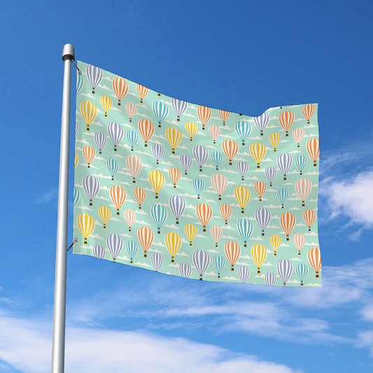 Retro Air Balloon Pattern Print Polyester Flag