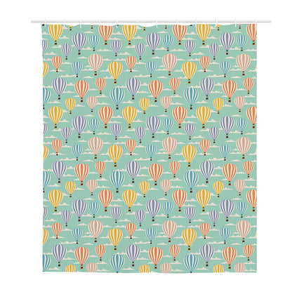 Retro Air Balloon Pattern Print Polyester Shower Curtain
