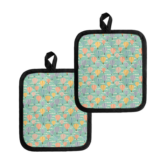 Retro Air Balloon Pattern Print Pot Holders
