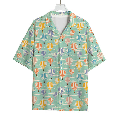 Retro Air Balloon Pattern Print Rayon Hawaiian Shirt
