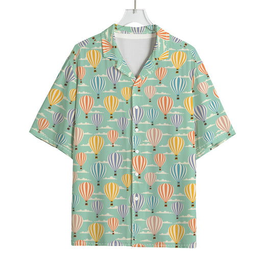 Retro Air Balloon Pattern Print Rayon Hawaiian Shirt