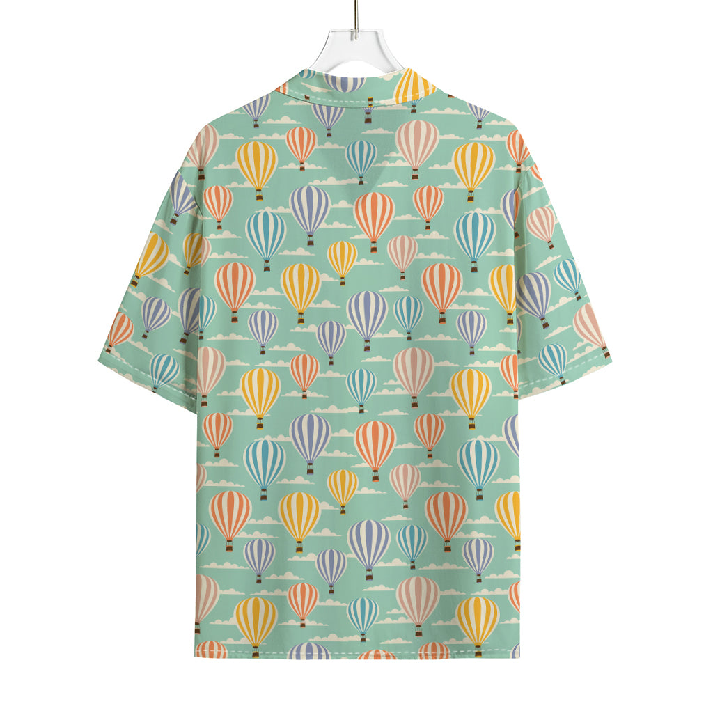 Retro Air Balloon Pattern Print Rayon Hawaiian Shirt