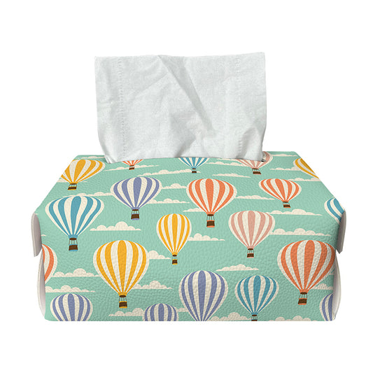 Retro Air Balloon Pattern Print Rectangle Tissue Box Cover