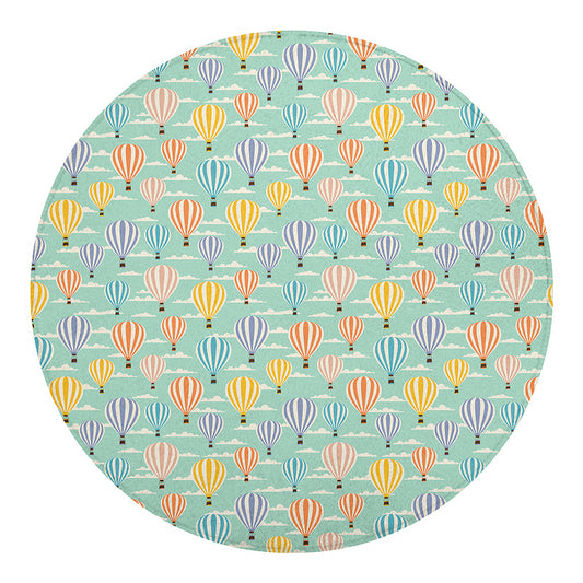 Retro Air Balloon Pattern Print Round Blanket
