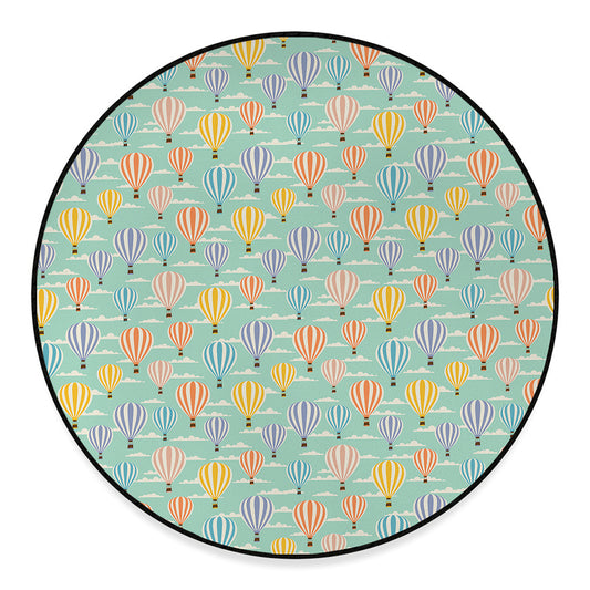 Retro Air Balloon Pattern Print Round Floor Mat