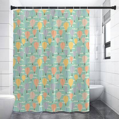 Retro Air Balloon Pattern Print Shower Curtain