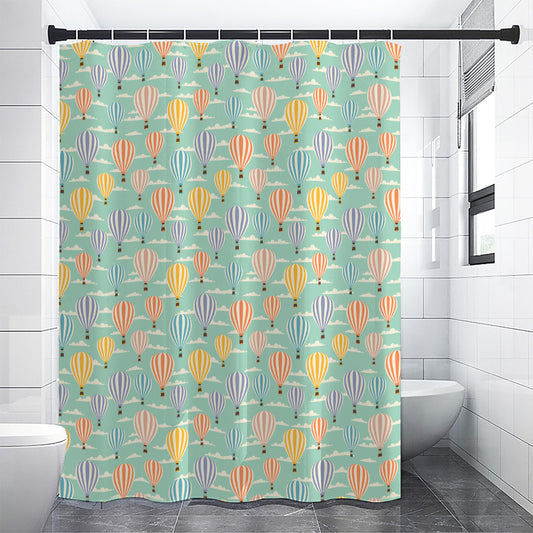 Retro Air Balloon Pattern Print Shower Curtain