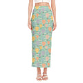 Retro Air Balloon Pattern Print Side Slit Maxi Skirt