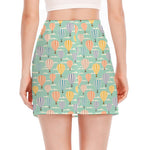 Retro Air Balloon Pattern Print Side Slit Mini Skirt