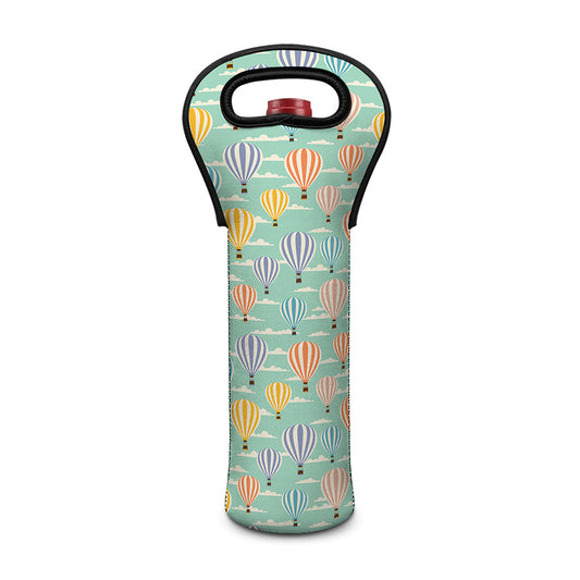 Retro Air Balloon Pattern Print Single Neoprene Wine Tote
