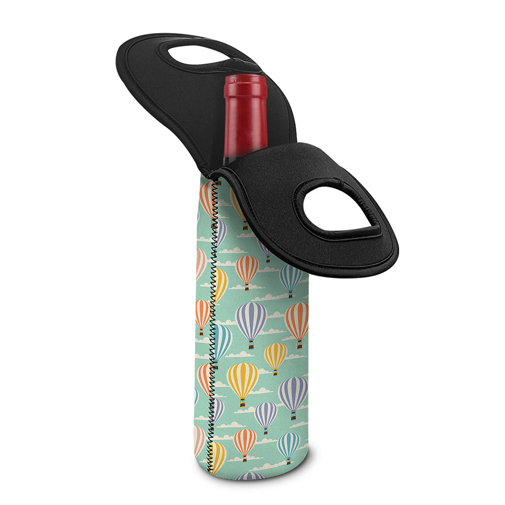 Retro Air Balloon Pattern Print Single Neoprene Wine Tote