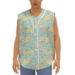 Retro Air Balloon Pattern Print Sleeveless Baseball Jersey