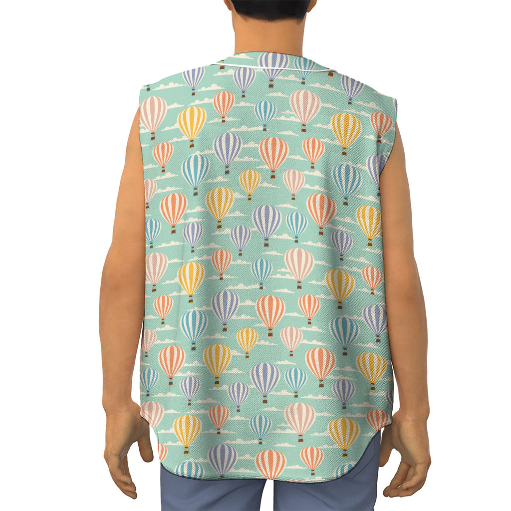 Retro Air Balloon Pattern Print Sleeveless Baseball Jersey
