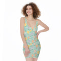 Retro Air Balloon Pattern Print Sleeveless Bodycon Dress