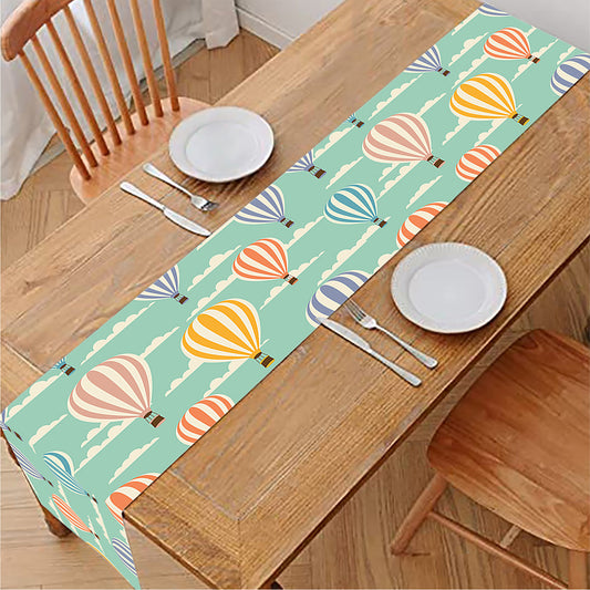 Retro Air Balloon Pattern Print Table Runner
