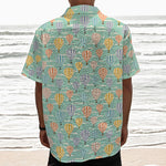 Retro Air Balloon Pattern Print Textured Short Sleeve Shirt
