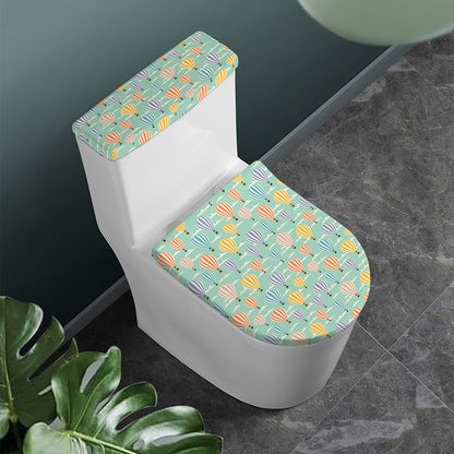 Retro Air Balloon Pattern Print Toilet Lid And Tank Cover Set