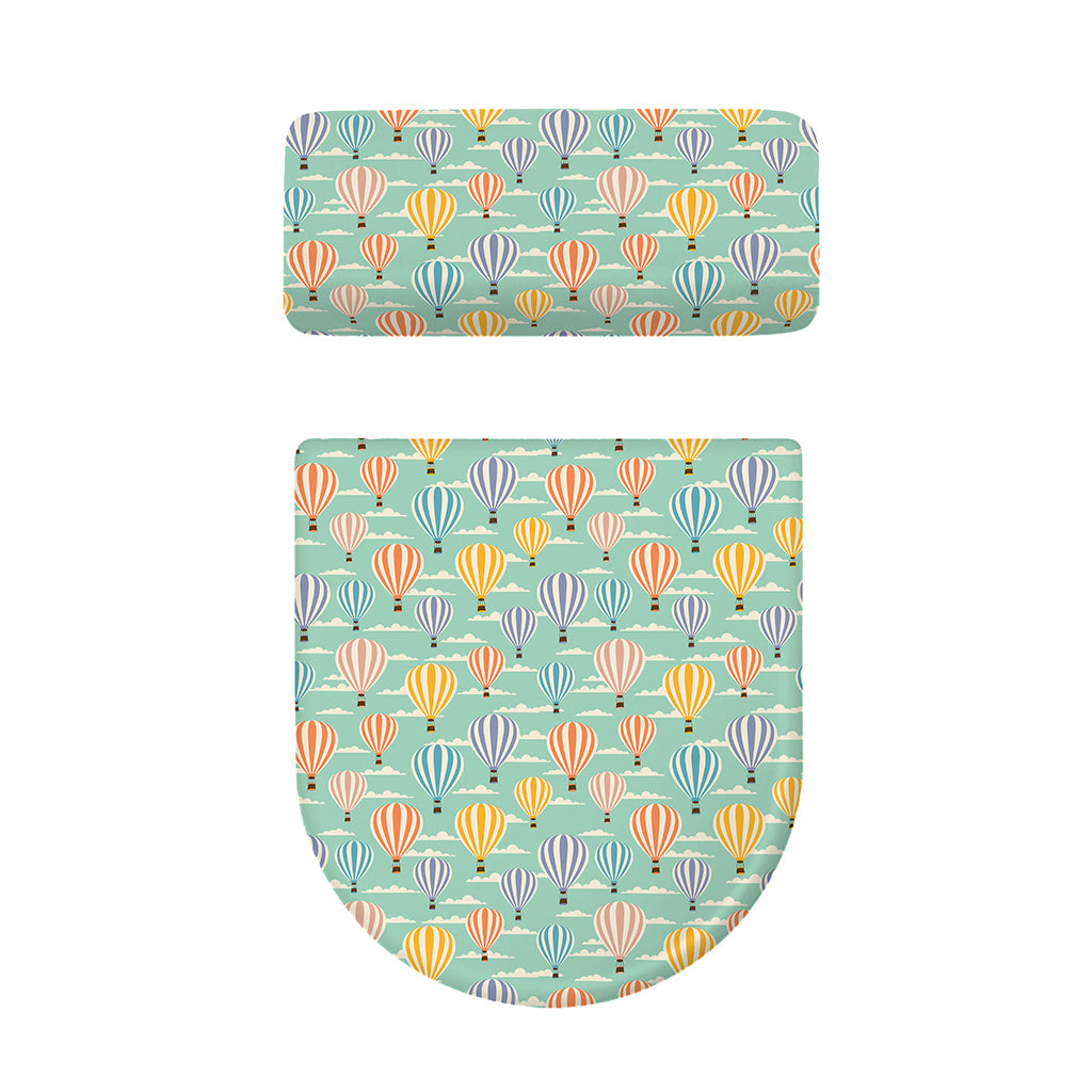 Retro Air Balloon Pattern Print Toilet Lid And Tank Cover Set