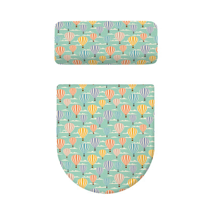 Retro Air Balloon Pattern Print Toilet Lid And Tank Cover Set