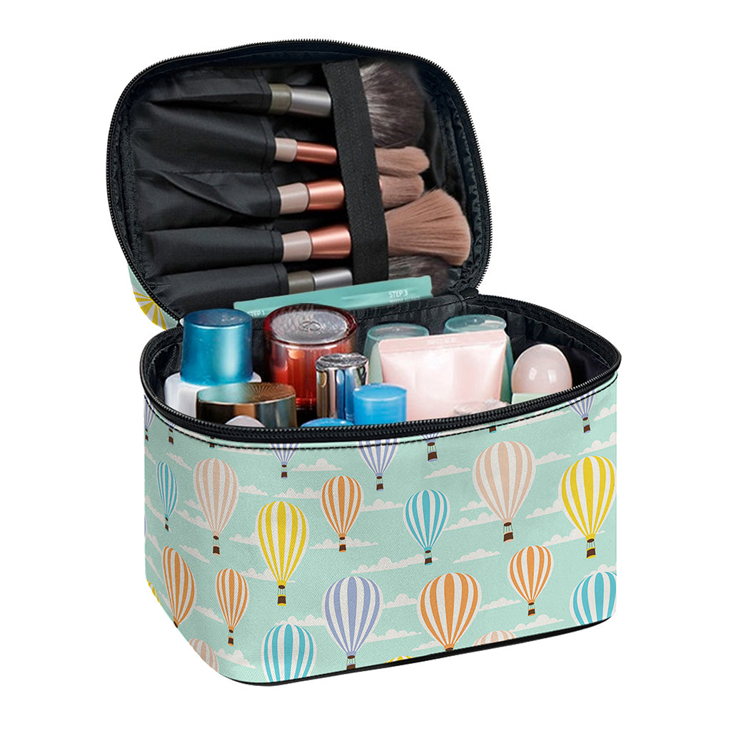 Retro Air Balloon Pattern Print Travel Makeup Bag