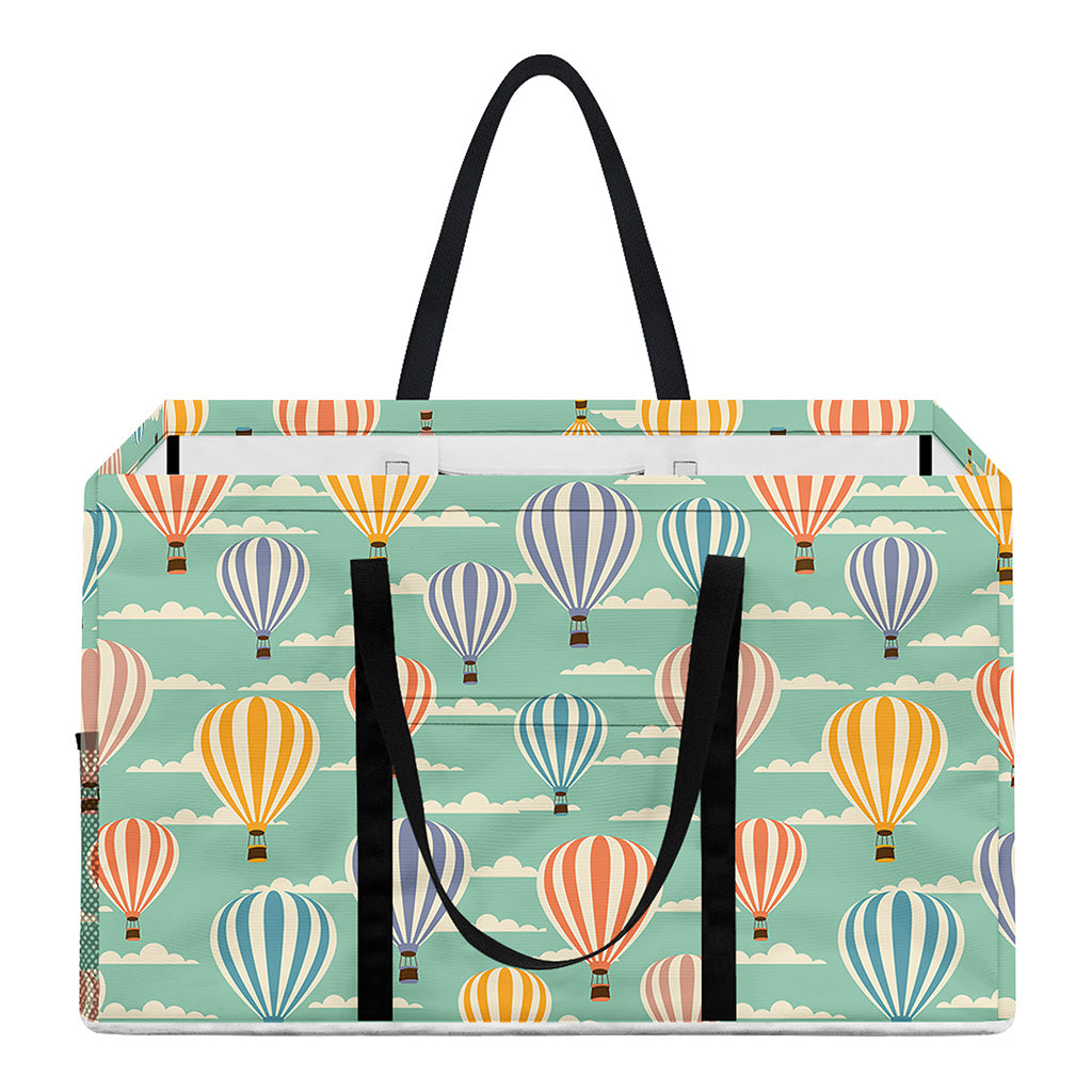 Retro Air Balloon Pattern Print Utility Tote Bag