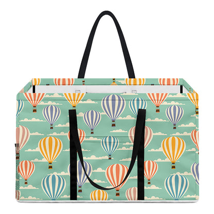 Retro Air Balloon Pattern Print Utility Tote Bag