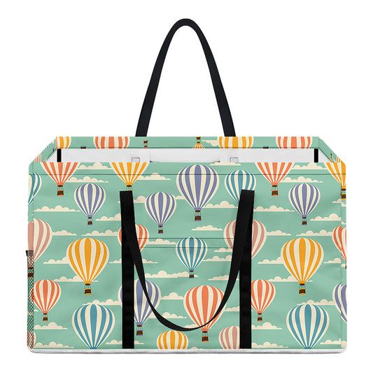 Retro Air Balloon Pattern Print Utility Tote Bag