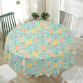 Retro Air Balloon Pattern Print Waterproof Round Tablecloth
