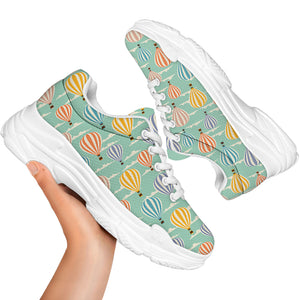 Retro Air Balloon Pattern Print White Chunky Shoes