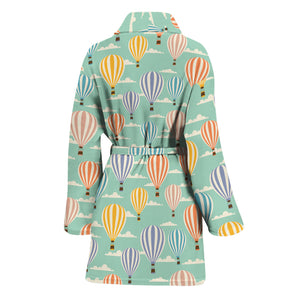 Retro Air Balloon Pattern Print Women's Bathrobe