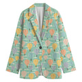 Retro Air Balloon Pattern Print Women's Blazer