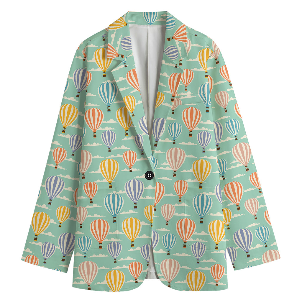 Retro Air Balloon Pattern Print Women's Blazer