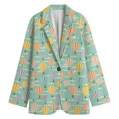 Retro Air Balloon Pattern Print Women's Blazer