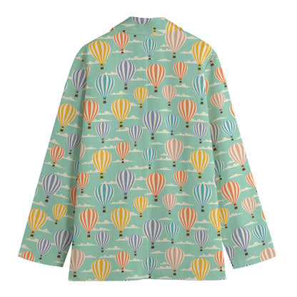 Retro Air Balloon Pattern Print Women's Blazer
