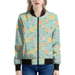 Retro Air Balloon Pattern Print Women's Bomber Jacket