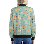 Retro Air Balloon Pattern Print Women's Bomber Jacket