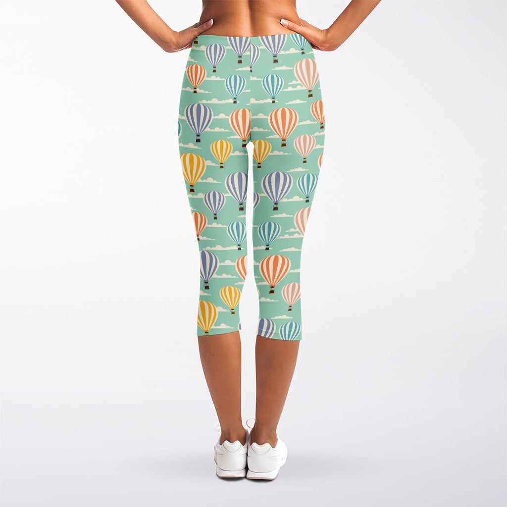 Retro Air Balloon Pattern Print Women's Capri Leggings