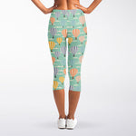 Retro Air Balloon Pattern Print Women's Capri Leggings