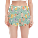 Retro Air Balloon Pattern Print Women's Split Running Shorts