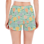 Retro Air Balloon Pattern Print Women's Split Running Shorts