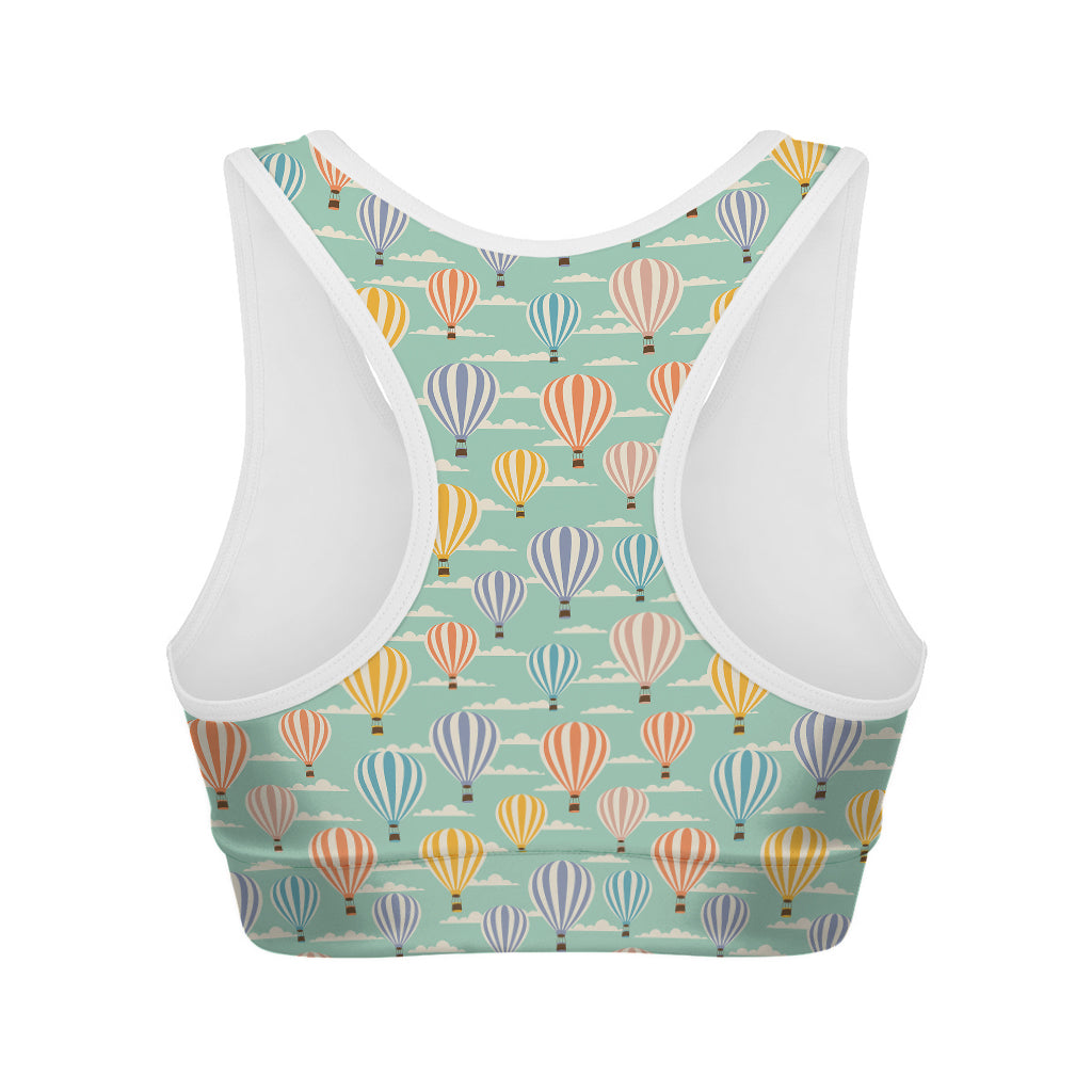 Retro Air Balloon Pattern Print Women's Sports Bra