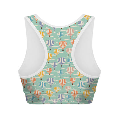 Retro Air Balloon Pattern Print Women's Sports Bra