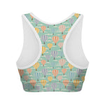 Retro Air Balloon Pattern Print Women's Sports Bra