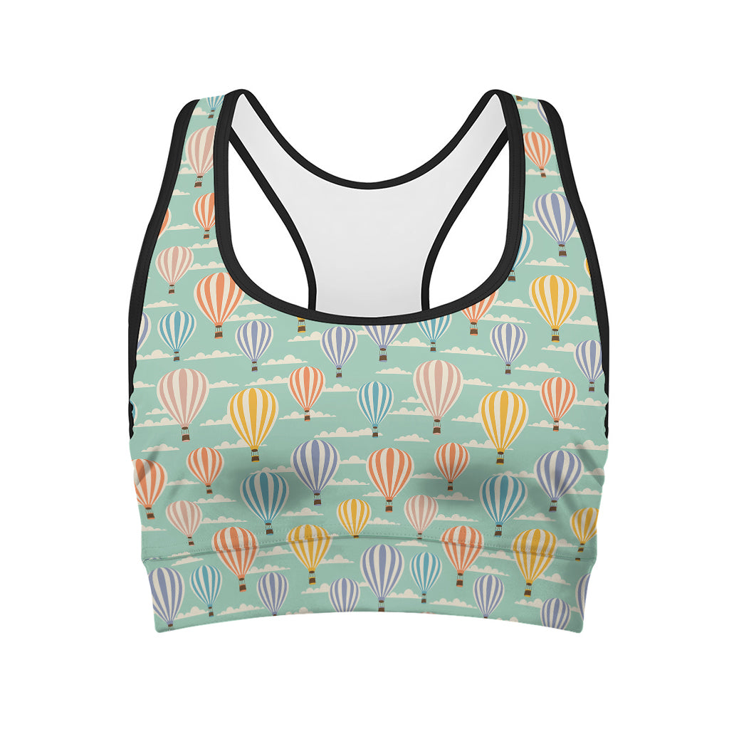 Retro Air Balloon Pattern Print Women's Sports Bra