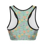 Retro Air Balloon Pattern Print Women's Sports Bra