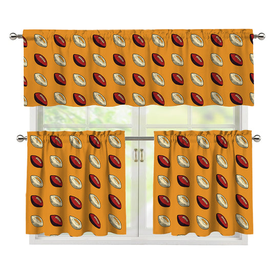 Retro American Football Ball Print 3 Piece Kitchen Curtains